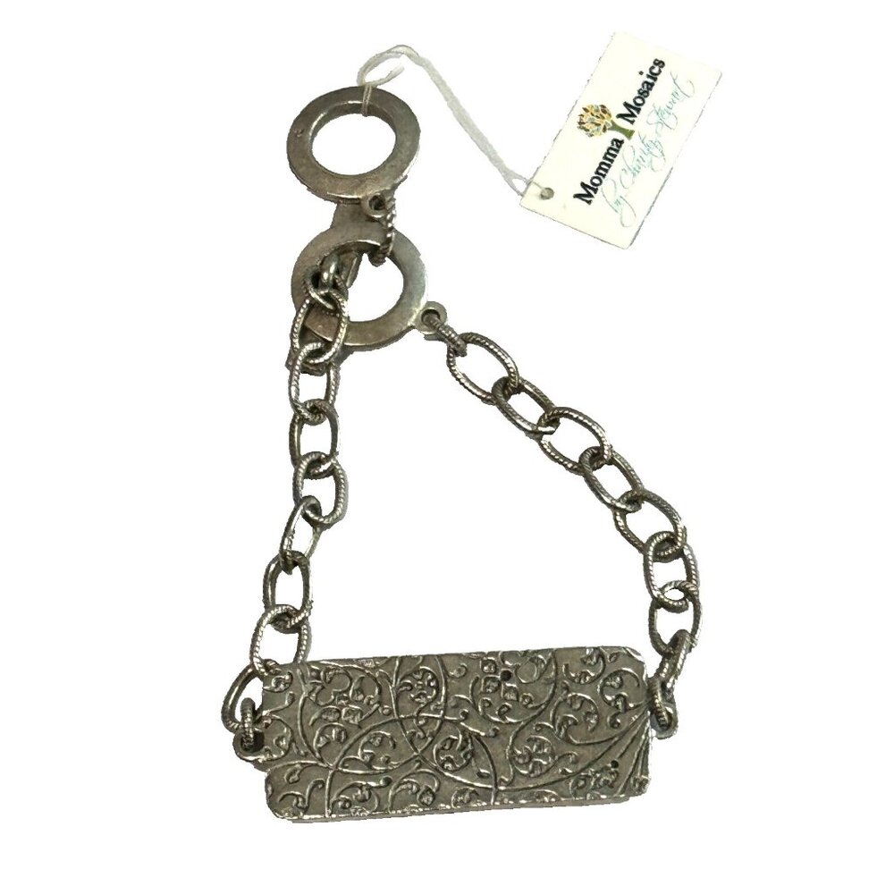 Momma Mosaics Artisan Milefiore Chain Link Bracelet With Floral & Geometric Desi - Picture 3 of 4